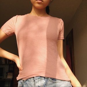 dusty rose ribbed tee